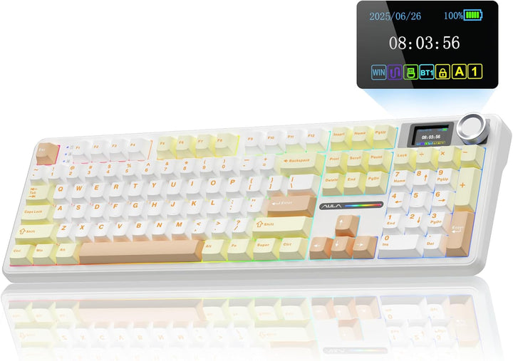 AULA F108 PRO - Teclado mecánico inalámbrico con pantalla y perilla...