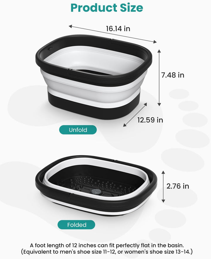 Nekteck Bañera plegable para remojar pies, baño de pies, remojo de...