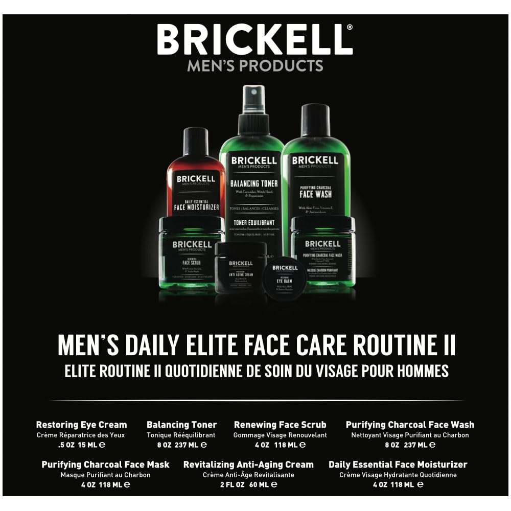Brickell Daily Elite Face Care Routine II para hombre, tónico, lava...
