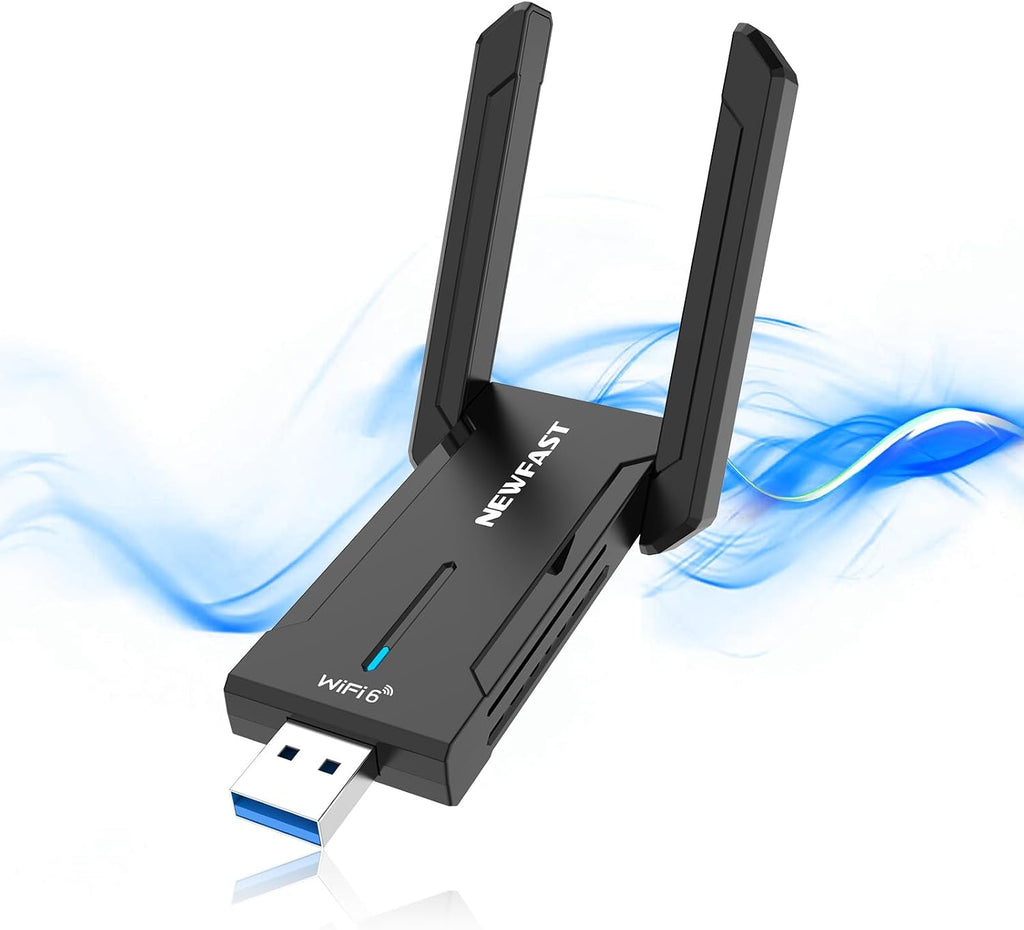 NEWFAST AXE5400 Adaptador USB WiFi 6 para PC de escritorio NF-U353, adaptador de red inalámbrica de tres bandas para escritorio, 6GHz/5GHz/2.4GHz Transceptor de red inalámbrica USB WiFi Dongle para