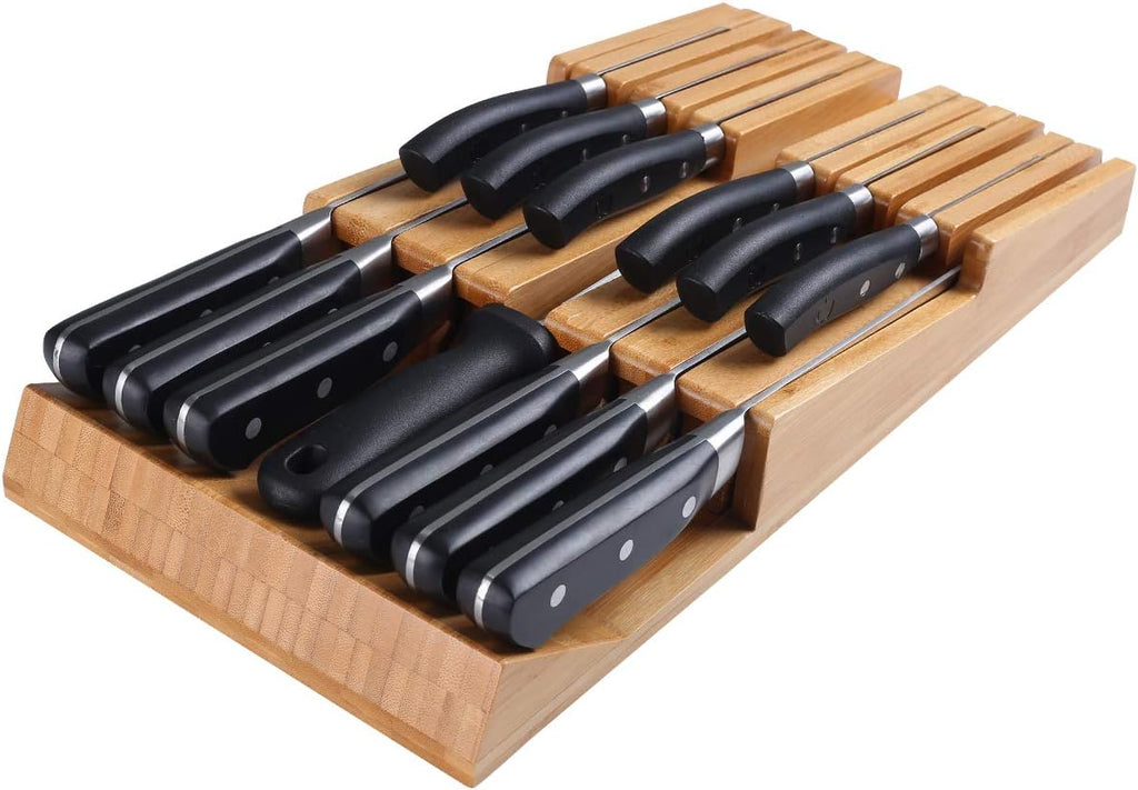 NIUXX Juego de bloques de cuchillos de bambú para 12 cuchillos (no