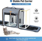 Lekereise - Transportador grande para gatos de lados suaves para 2 gatos con caja de arena, transportador de viaje doble 2 en 1 para viajes en movimiento y viajes largos por carretera