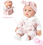 Enjoyin Muñeca de bebé de 12 pulgadas en caja de regalo con paños rosados, chupete, manta de microtela de 13 x 13 pulgadas y biberón. Idea de regalo para mayores de 3 años