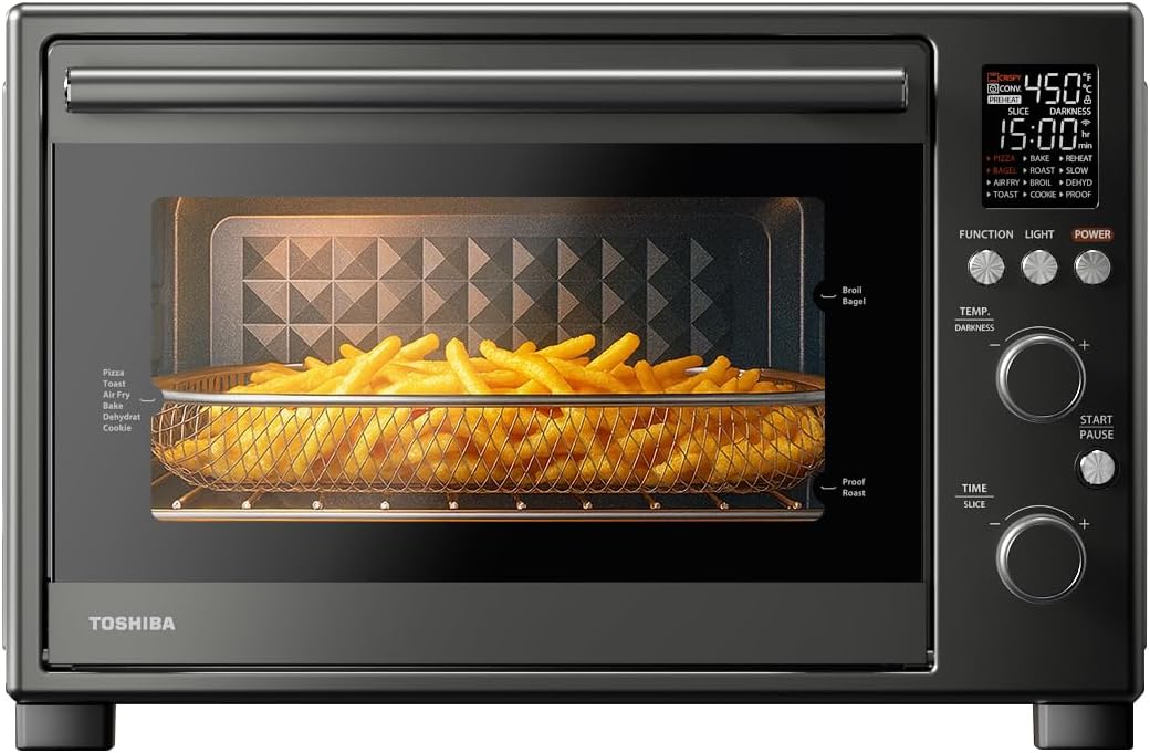 TOSHIBA ChefFry Freidora de Aire y Horno Tostador Combo, 34 QT, 1750 W, Acero Inoxidable