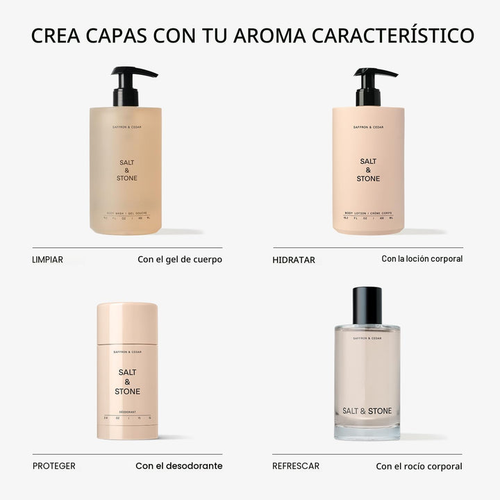 Salt &amp; Stone Body Mist, aroma de azafrán y cedro, spray para el...
