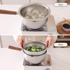 Mod Pot - Olla de cocina de acero inoxidable de 5 capas, 2 juegos de 7.9 in, 6.3 in, mango de madera, multiusos, cocina pequeña, todas las estufas compatibles con inducción, aptos para