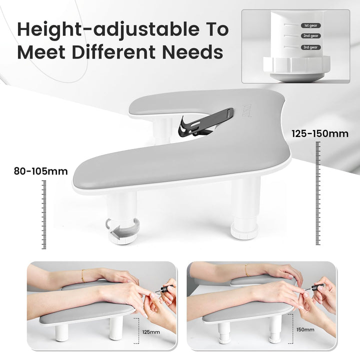 JODSONE Reposabrazos en forma de U gris para técnicos de uñas con s...