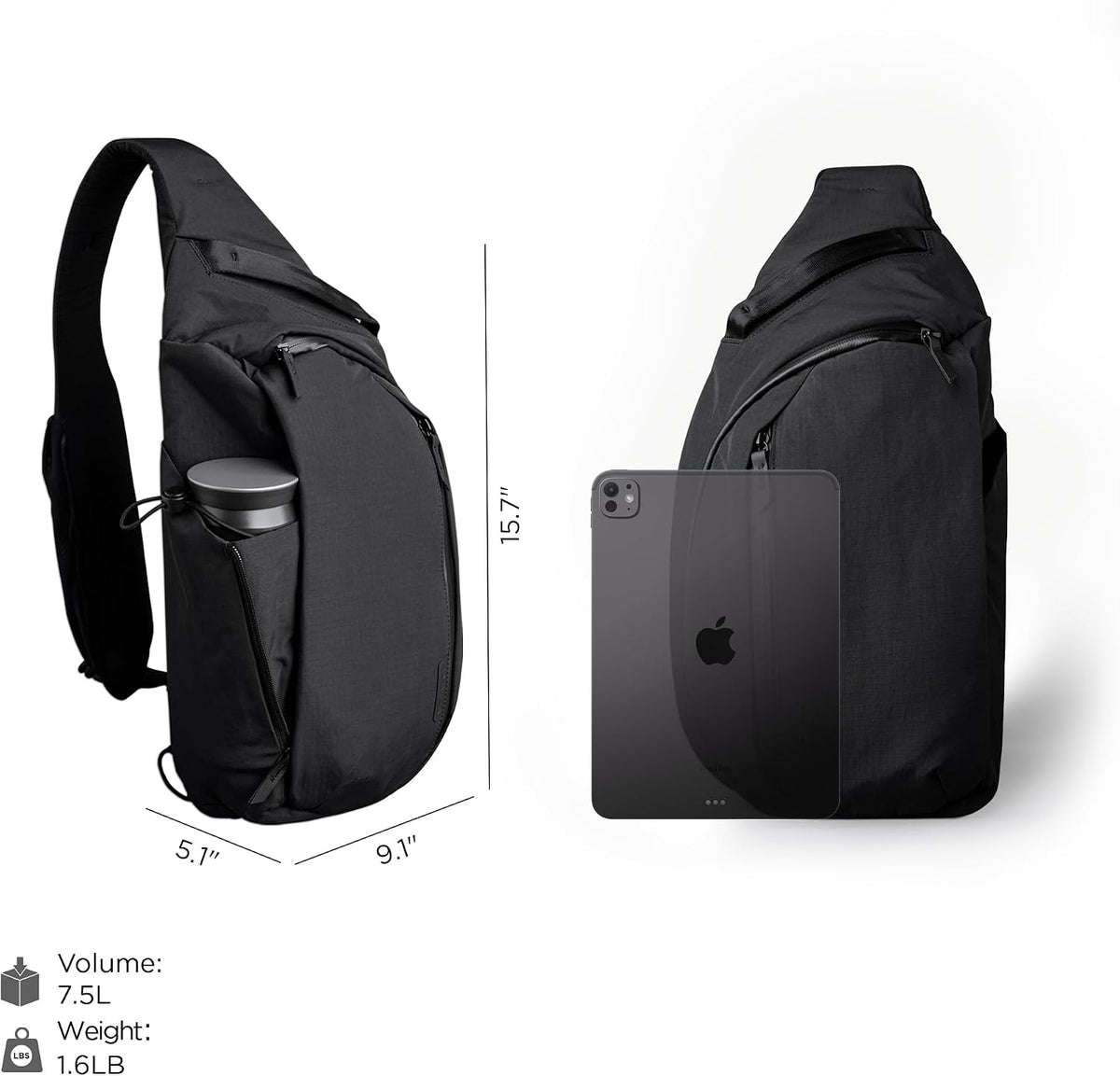 ALPAKA Metro Crossbody y bolsa con cremallera Pro – 7.5L bolsa cruzada para hombre, mochila bandolera – Se adapta a tablet de 11 pulgadas con cremallera YKK – Cartera delgada con cremallera con