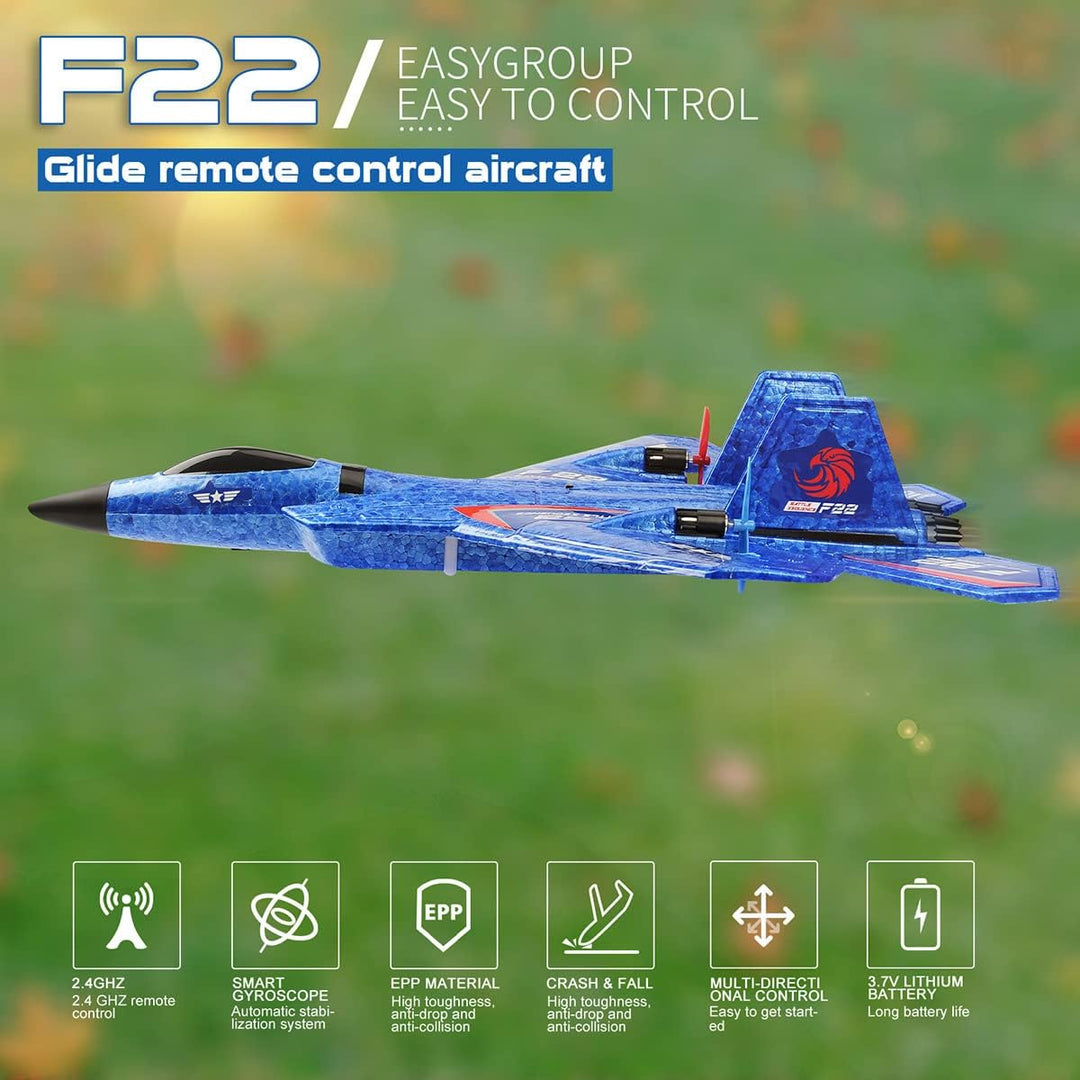 RoofWorld Avión RC, avión RC F22 listo para volar, avión de control...