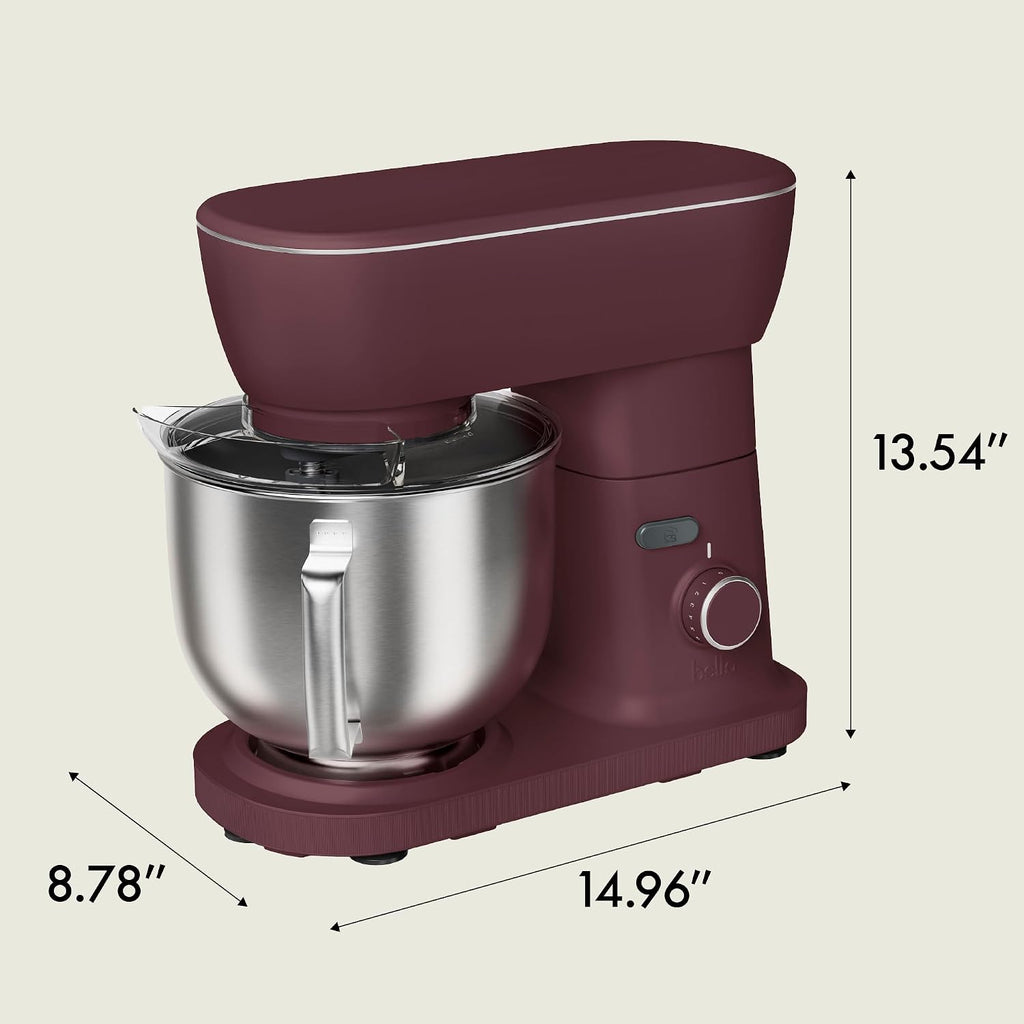 bella STIR Batidora de pie de cabeza inclinable de 5.3 cuartos de galón, mezclador de encimera de 12 velocidades, higo