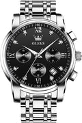 OLEVS Relojes para Hombre de Lujo a prueba de agua Lúminosos de lectura fácil Cronógrafo Con Esmalte Dorado Completo / Blanco Dial / Cara Negra Calendario Pulsera Relojes