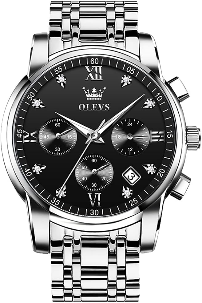 OLEVS Relojes para Hombre de Lujo a prueba de agua Lúminosos de lectura fácil Cronógrafo Con Esmalte Dorado Completo / Blanco Dial / Cara Negra Calendario Pulsera Relojes