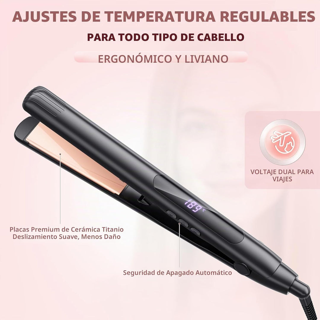Plancha para el cabello, plancha plana de 1 pulgada de titanio y ce...