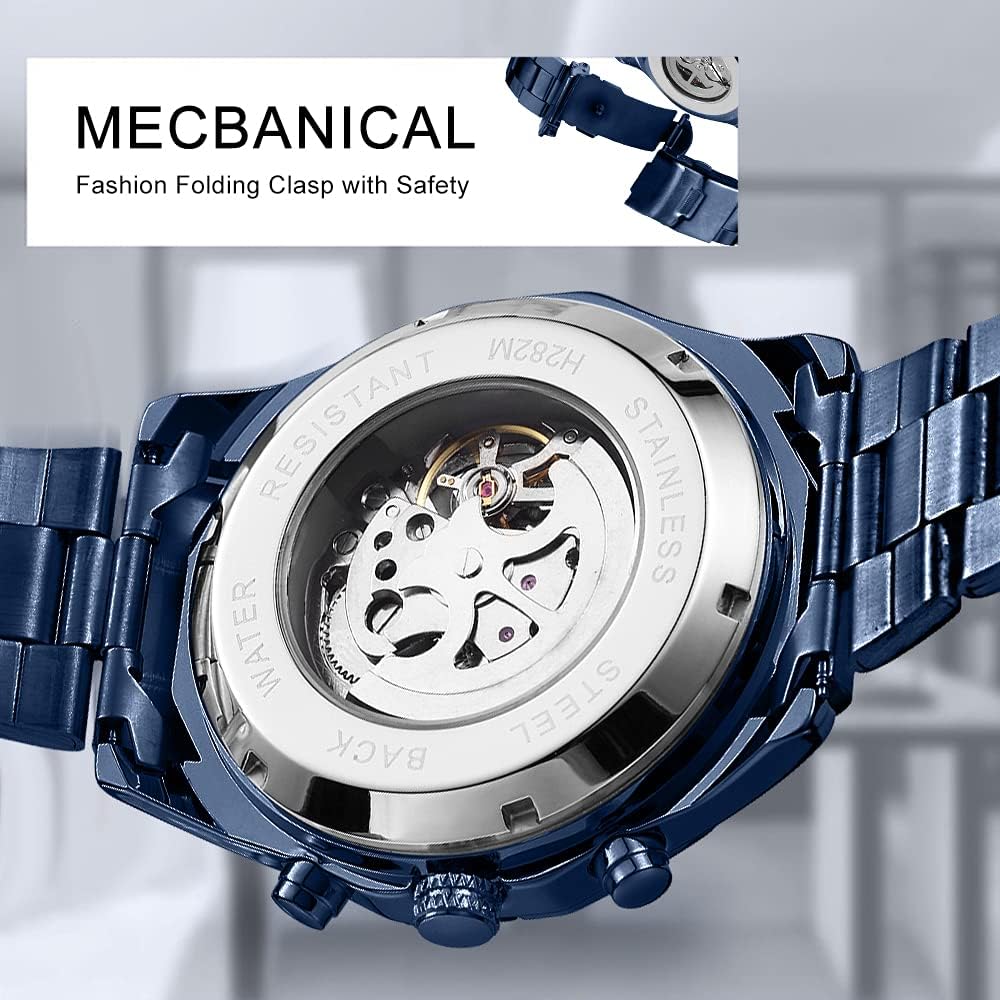 Tiong Hombre Reloj Mecánico Automático Esqueleto de Acero Inoxidable