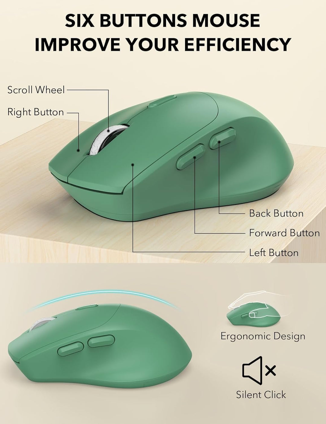 Combo de teclado y mouse inalámbrico - Teclados ergonómicos de tama...