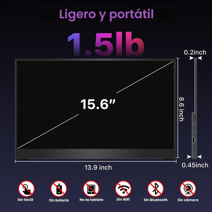 kksmart Monitor portátil de 15.6 pulgadas 4K UHD 145% sRGB 60Hz, mo...