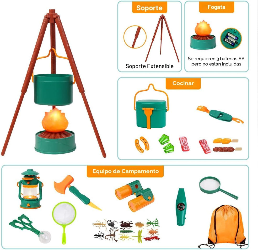 Meland Juego de Campamento para Niños con Tienda - Juguetes