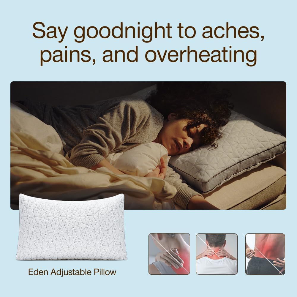 Coop Home Goods Eden - Almohada de cama tamaño Queen para dormir de espalda, estómago y de lado, gel refrescante de espuma viscoelástica suave media, CertiPUR-US/GREENGUARD Gold