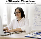 MAONO Micrófono USB Lavalier, 192KHZ/24BIT Enchufa y usa Omnidireccional Micrófono de solapa Clip de collar de camisa para PC, computadora, Mac, portátil, YouTube, Skype, grabación, podcasting, juegos