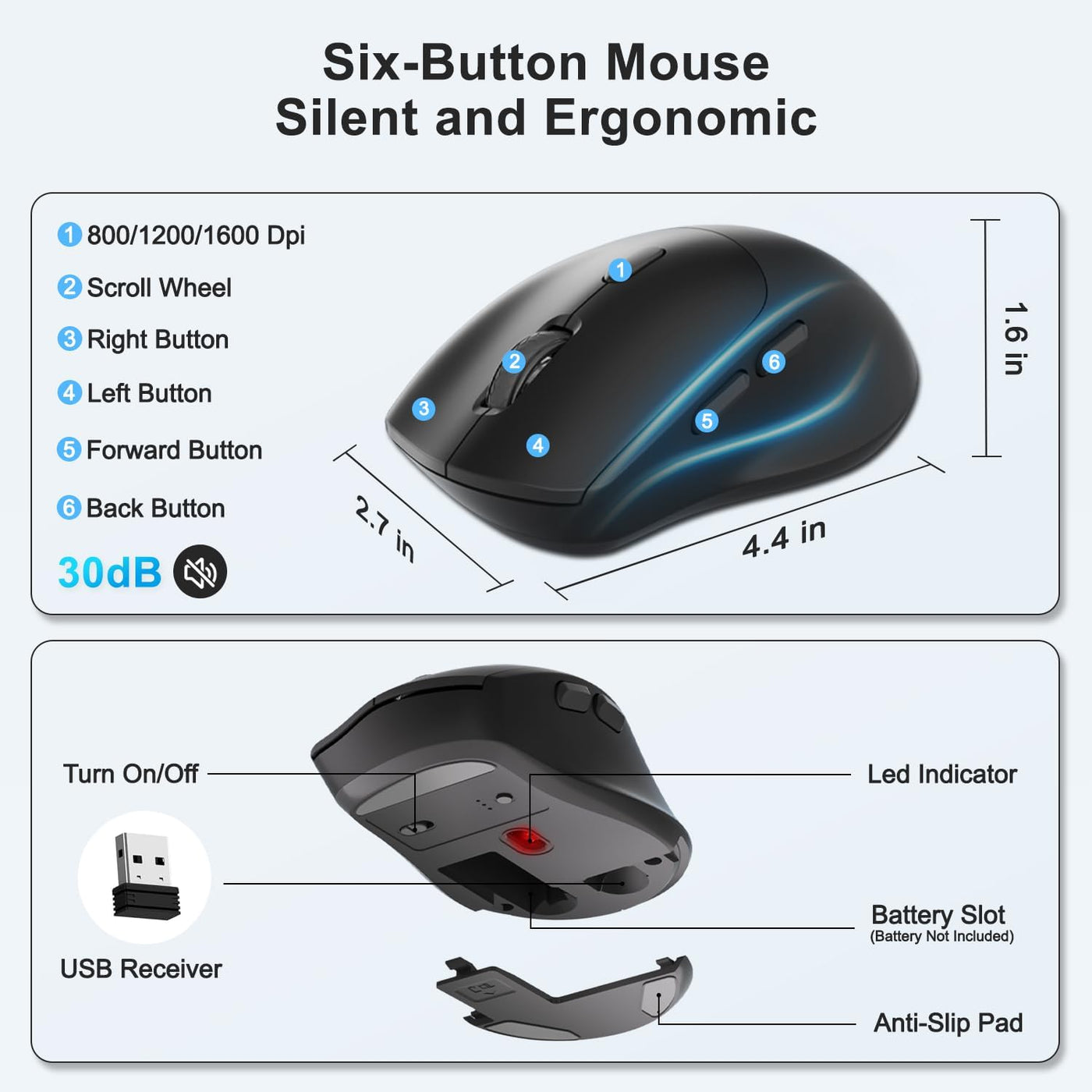 Combo de teclado y mouse inalámbricos, teclas de onda ergonómicas d...