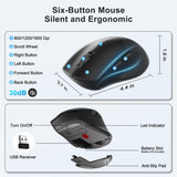 Combo de teclado y mouse inalámbricos, teclas de onda ergonómicas d...