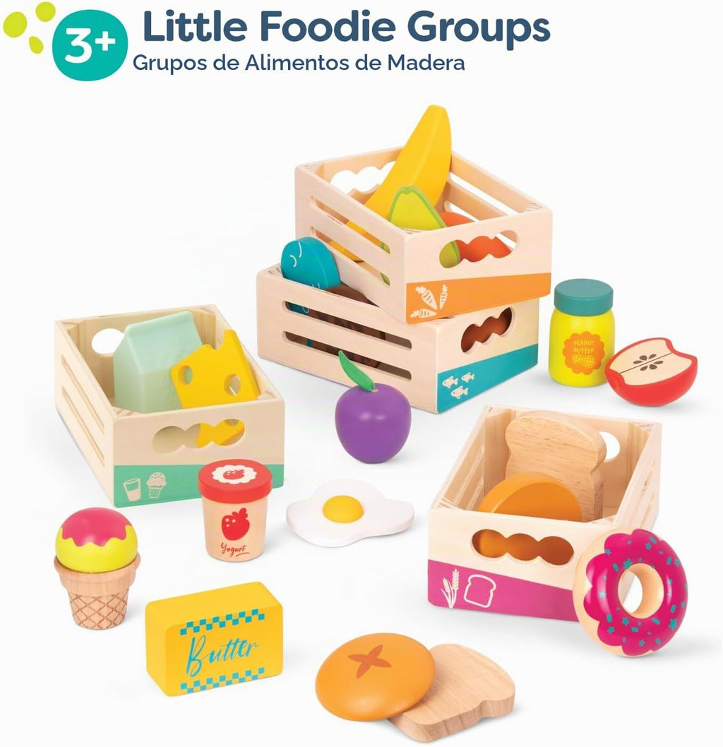 B. toys Comida de madera para jugar, Little Foodie Groups, juego de 24