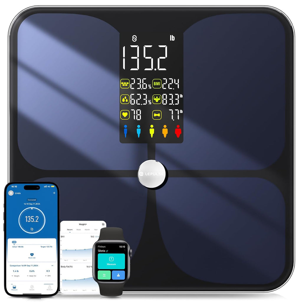 Lepulse Báscula para peso corporal, báscula digital inteligente para baño
