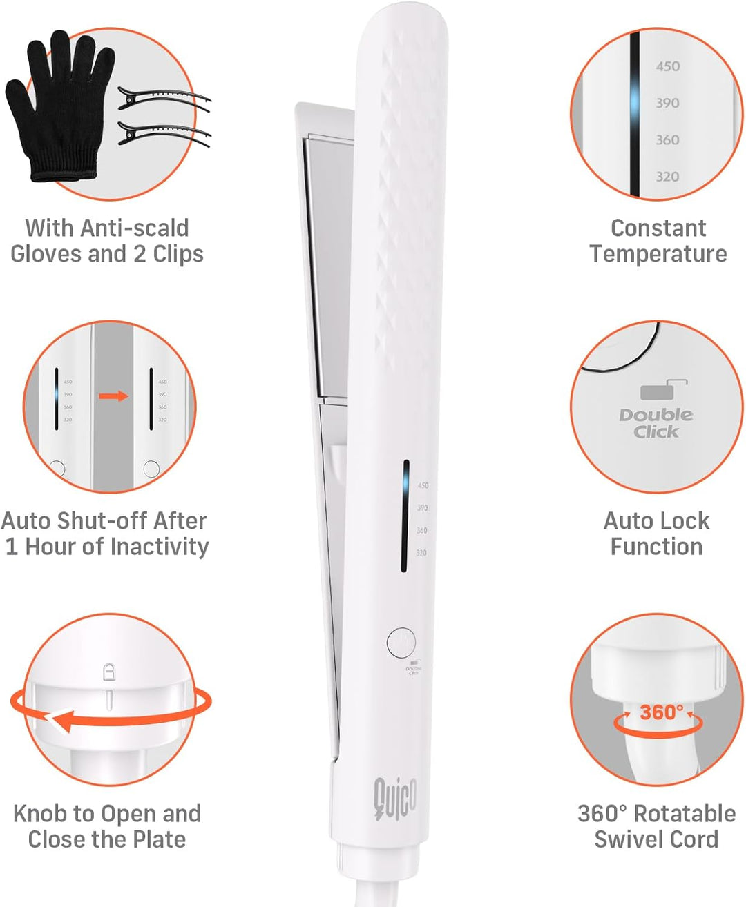 Quico Plancha para el cabello, alisadora de cabello de viaje global...