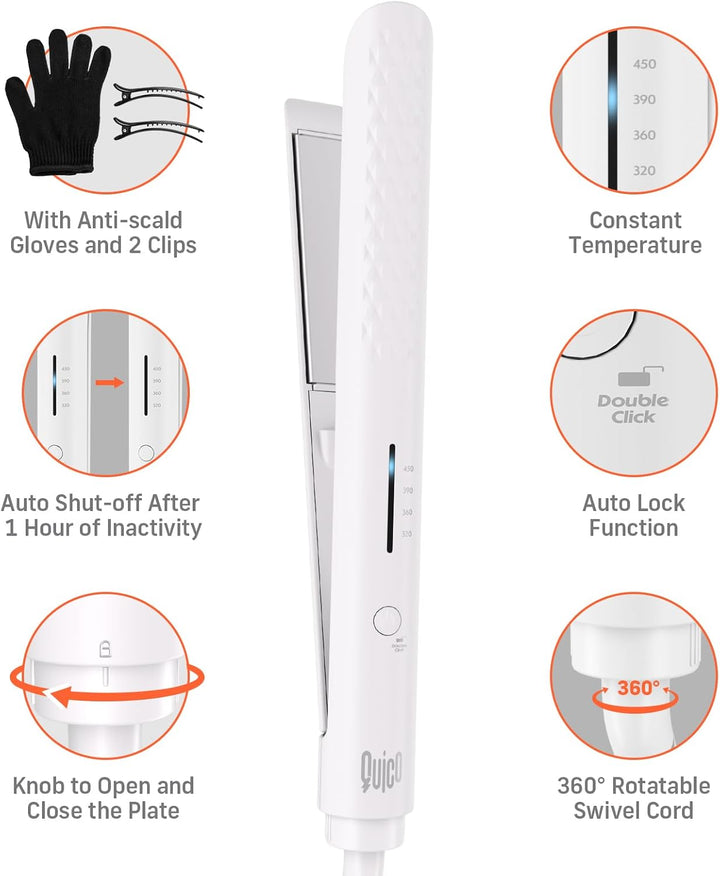 Quico Plancha para el cabello, alisadora de cabello de viaje global...
