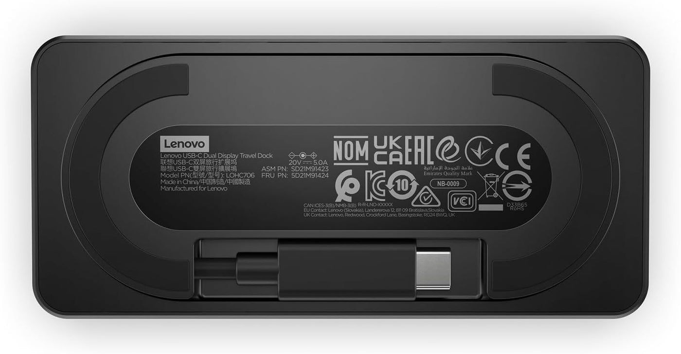 Lenovo Base de viaje USB-C de doble pantalla, 7 puertos, cable USB-...