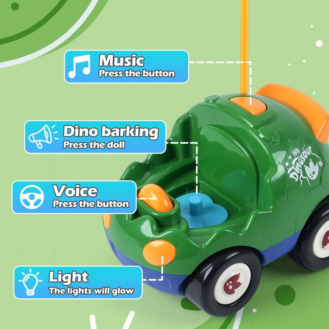 QPOU Auto de dinosaurio a control remoto para niños, juguete de aut...