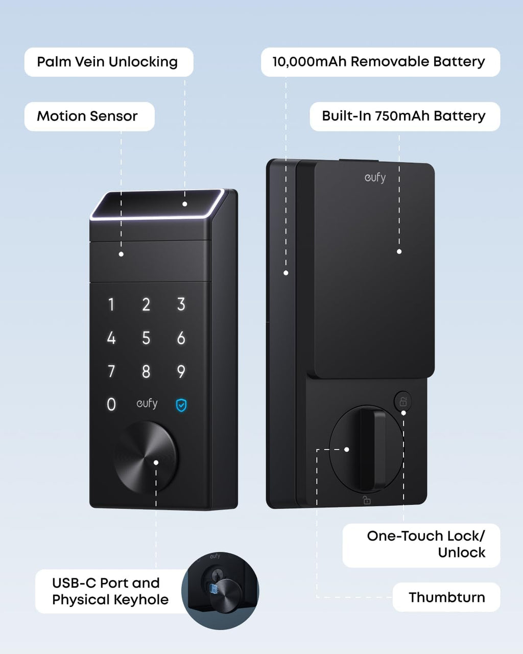 eufy FamiLock E34 - Cerradura inteligente con reconocimiento de vena de palma