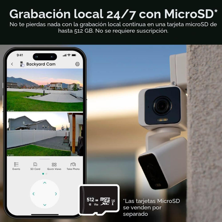 WYZE Duo Cam Pan IP65 2K 360° Pan\/Tilt Cámara de seguridad intelig...