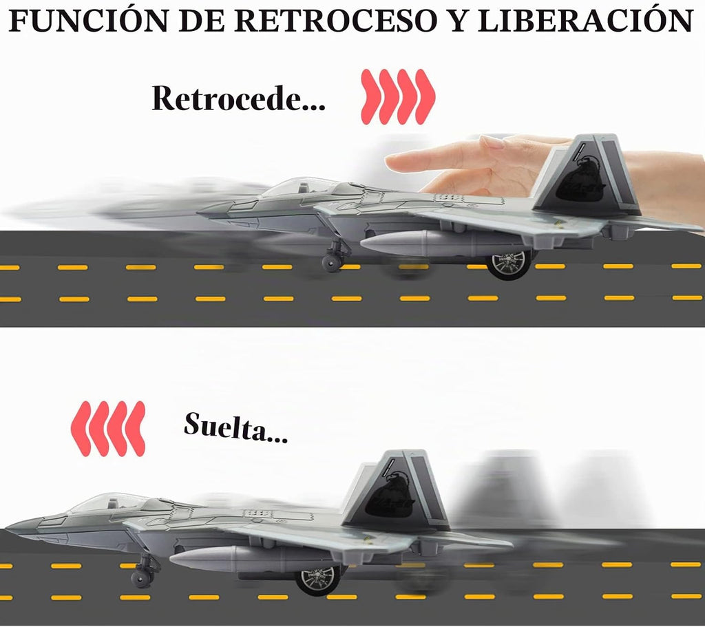 Avión de combate F-22 Raptor Fighter Bomber Diecast Avión militar 1/100 Modelo de avión con luces y sonidos para niños