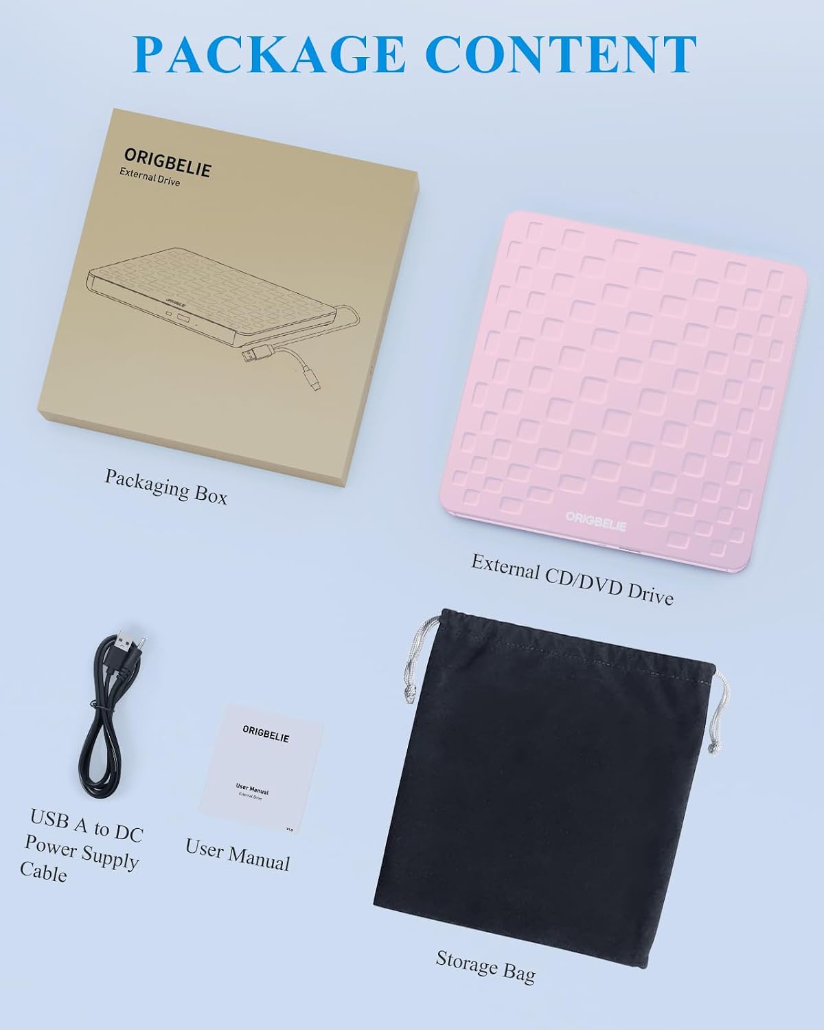 ORIGBELIE Unidad Externa de CD DVD para Portátil, USB 3.0 Tipo-C Ul...