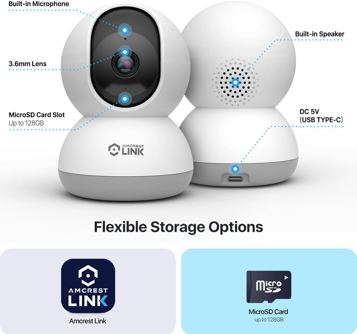 Amcrest Link - Cámara WiFi de 4 MP para interiores, detección human...