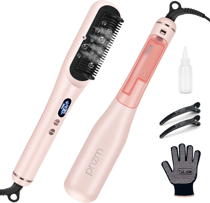 Prizm Pro Steam - Cepillo alisador de pelo iónico para cabello riza...
