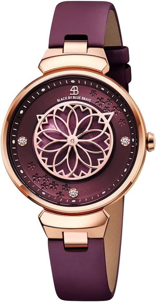 Relojes de Mujer Flor de Cerezo Reloj de Mujer Esfera de Madreperla Reloj de Dama con Correa de Cuero Forma de Pétalo Sakura Relojes de Flor de Cerezo para Mujeres Cristal de Zafiro para Durabilidad y