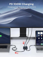 Interruptor USB C, conmutador bidireccional 1 en 2 salidas/2 en 1 salida, interruptor USB con 4K @60Hz, velocidad de transferencia de 10 Gbps, carga PD de 100 W, incluye dos cables USB-C de