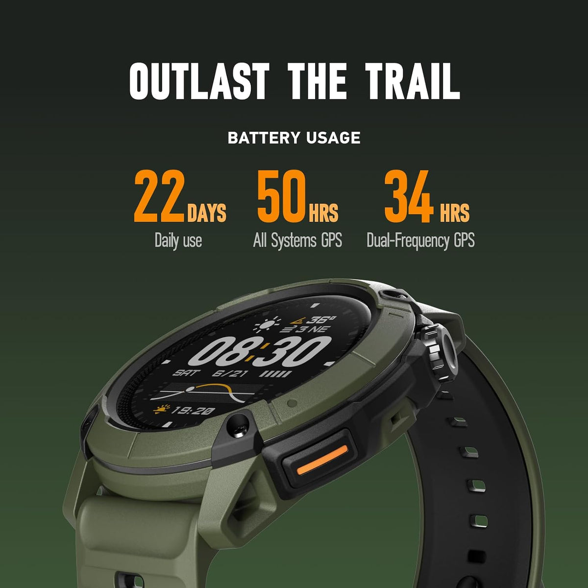 COROS Nomad - Reloj inteligente con GPS para exteriores, batería de 22 días, pesca
