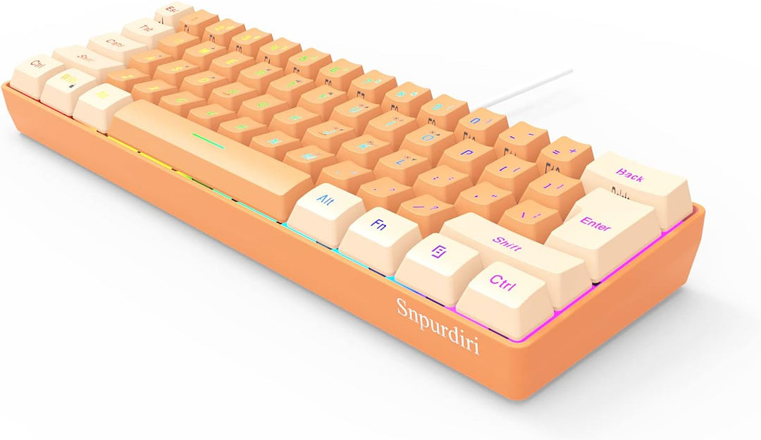 Snpurdiri - Teclado para videojuegos 60% con cable, retroiluminado...