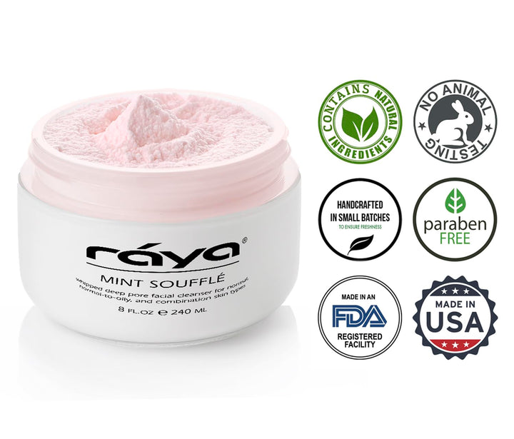 Raya Mint Soufflé Limpiador Facial 8 oz (102) | Lavado facial equil...