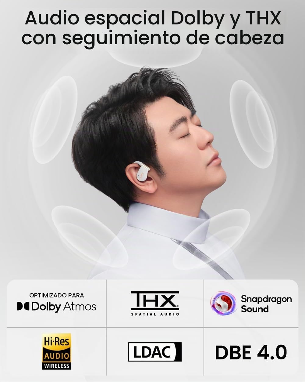 Cleer ARC 5 - Auriculares abiertos con audio Dolby y THX, color blanco
