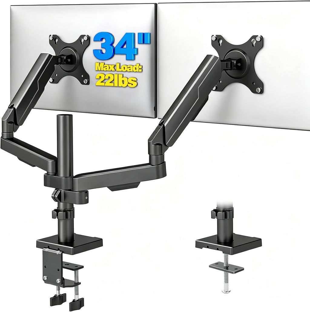 Rfiver Soporte de escritorio para monitor doble para pantallas de 17 a 34
