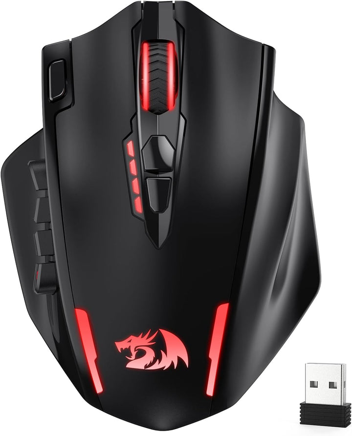 Redragon M913 MAX Ratón inalámbrico para juegos, ratón óptico MMO d...