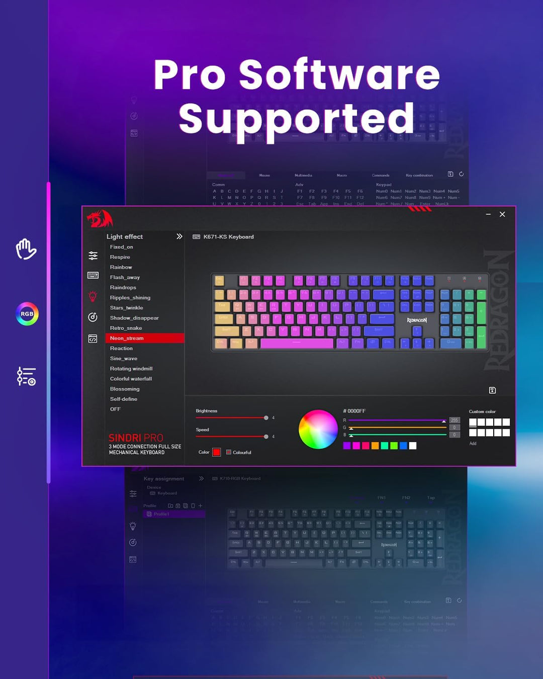 Redragon K671KS Teclado mecánico inalámbrico para juegos, teclado p...
