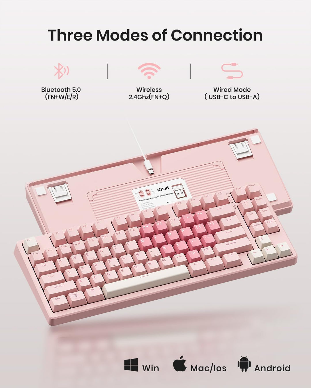 Kisnt Teclado mecánico inalámbrico KN85 para juegos, diseño del 75%...