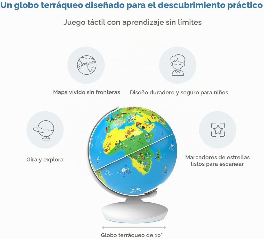 Orboot de Shifu: El globo terráqueo educativo de realidad aumentada | Juguete Stem para niños y niñas de 4 a 10 años | Ideal para regalo (sin fronteras ni nombres en el globo)