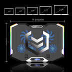 Almohadilla de enfriamiento para laptop de juegos de 15-17.3 pulgadas, ventilador para laptop con 6 ventiladores de enfriamiento RGB, soporte de enfriamiento para laptop con 6 ajustes de
