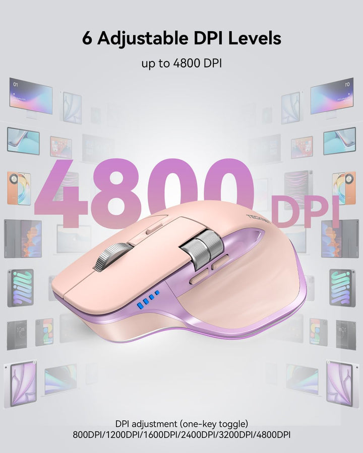 TECKNET Ratón inalámbrico, ratón Bluetooth (BT5.3\/5.0 y 2.4G) Rató...